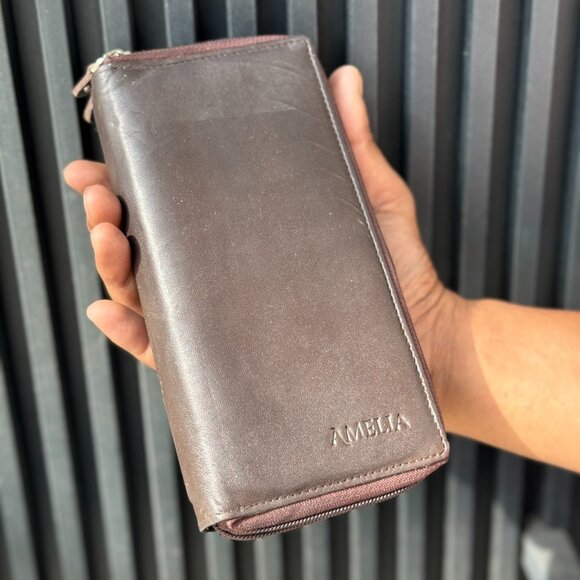 Genuine Leather Checkbook Cover Women's Organizer Wallet with RFID Blocking - Picture 1 of 7